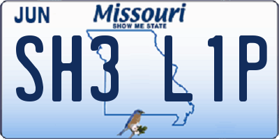 MO license plate SH3L1P