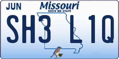 MO license plate SH3L1Q