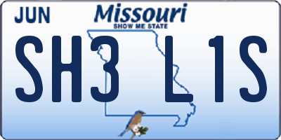 MO license plate SH3L1S
