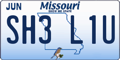 MO license plate SH3L1U