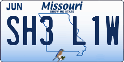 MO license plate SH3L1W