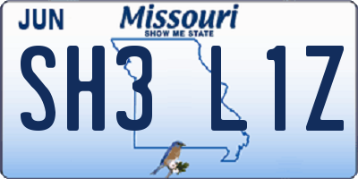 MO license plate SH3L1Z