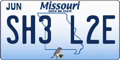 MO license plate SH3L2E