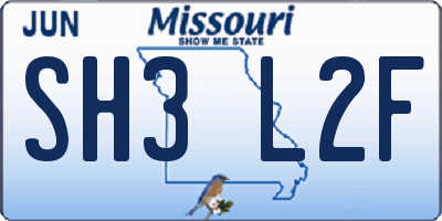 MO license plate SH3L2F