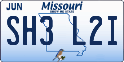 MO license plate SH3L2I
