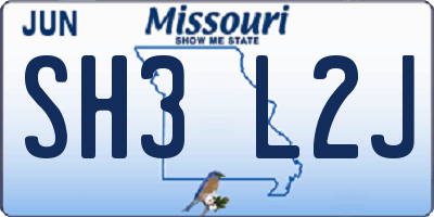MO license plate SH3L2J