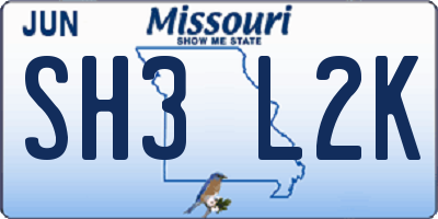 MO license plate SH3L2K