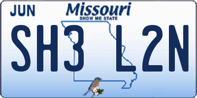 MO license plate SH3L2N