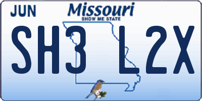 MO license plate SH3L2X