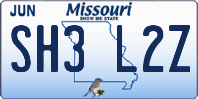 MO license plate SH3L2Z
