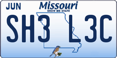 MO license plate SH3L3C