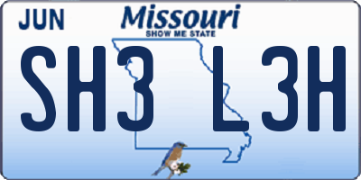 MO license plate SH3L3H