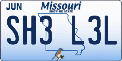 MO license plate SH3L3L