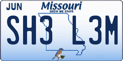 MO license plate SH3L3M