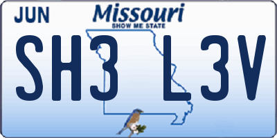MO license plate SH3L3V