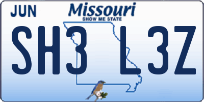 MO license plate SH3L3Z