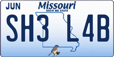 MO license plate SH3L4B