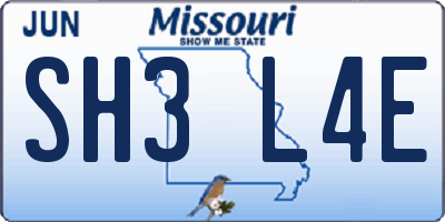 MO license plate SH3L4E