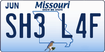 MO license plate SH3L4F