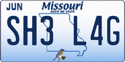 MO license plate SH3L4G