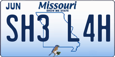 MO license plate SH3L4H