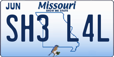 MO license plate SH3L4L