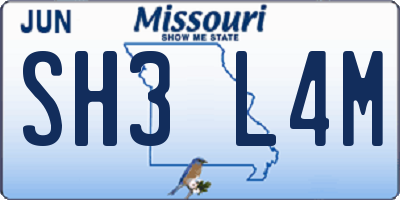 MO license plate SH3L4M