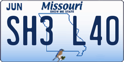 MO license plate SH3L4O