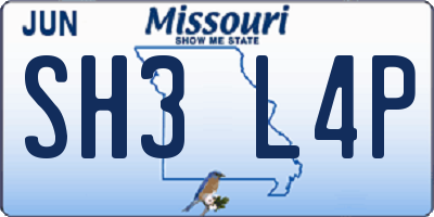 MO license plate SH3L4P