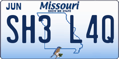 MO license plate SH3L4Q