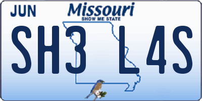 MO license plate SH3L4S