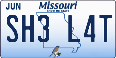 MO license plate SH3L4T