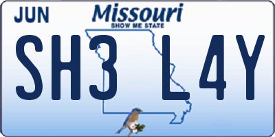 MO license plate SH3L4Y
