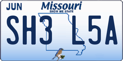 MO license plate SH3L5A