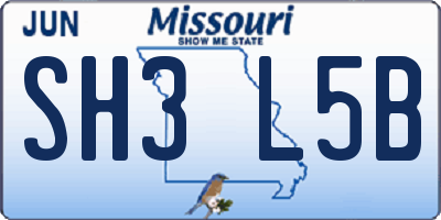 MO license plate SH3L5B