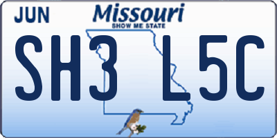 MO license plate SH3L5C