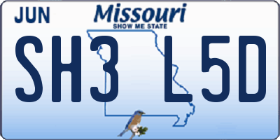MO license plate SH3L5D