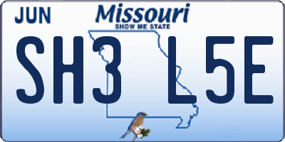 MO license plate SH3L5E