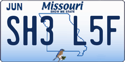 MO license plate SH3L5F