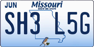 MO license plate SH3L5G