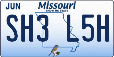 MO license plate SH3L5H