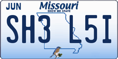 MO license plate SH3L5I
