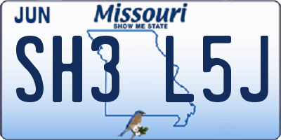 MO license plate SH3L5J