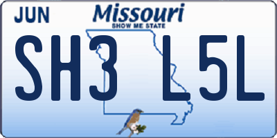 MO license plate SH3L5L