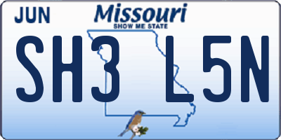 MO license plate SH3L5N