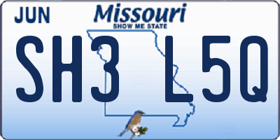 MO license plate SH3L5Q