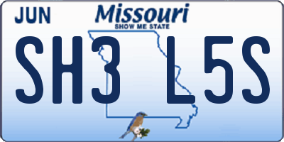 MO license plate SH3L5S