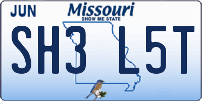 MO license plate SH3L5T