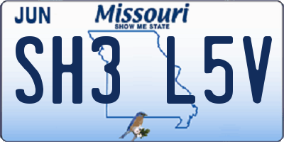 MO license plate SH3L5V