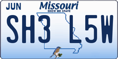 MO license plate SH3L5W